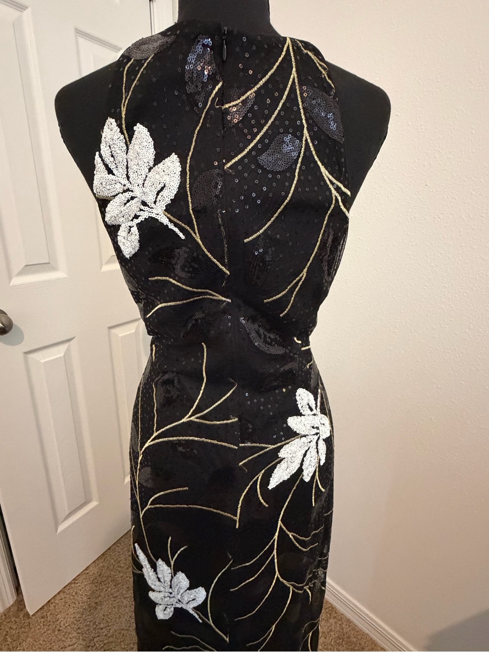 Badgley Mischka Black Evening Dress with Gold Accents - Picture 5 of 6